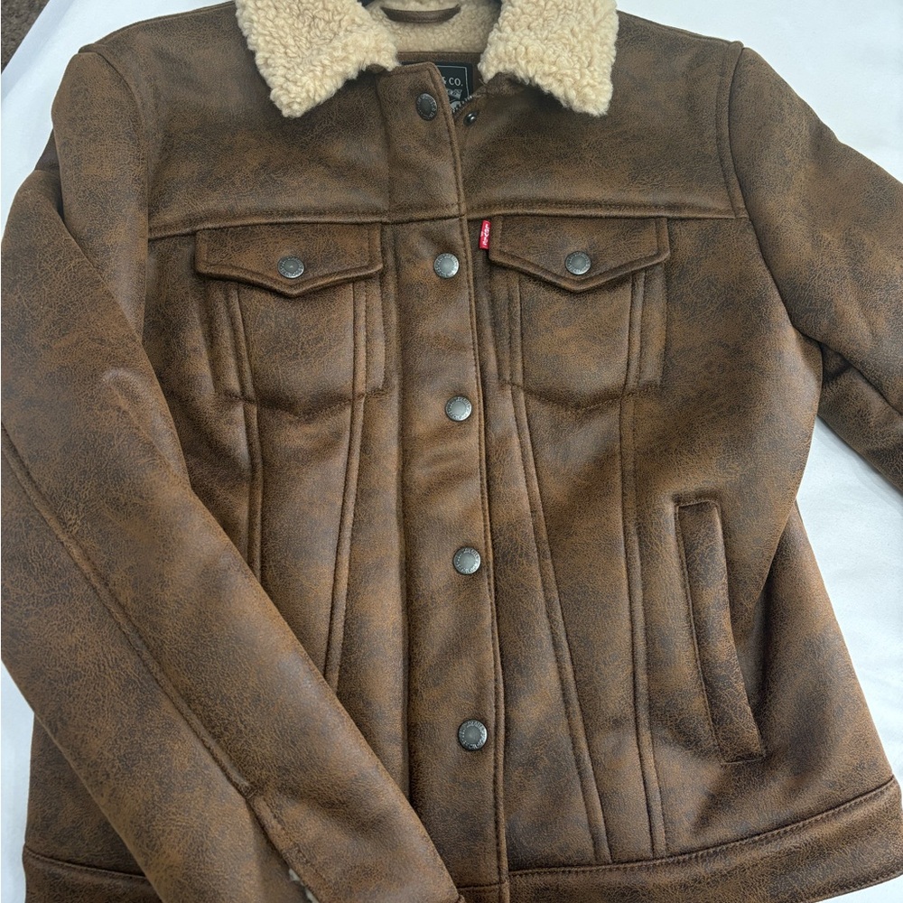 Brown Sherpa-Lined Jacket